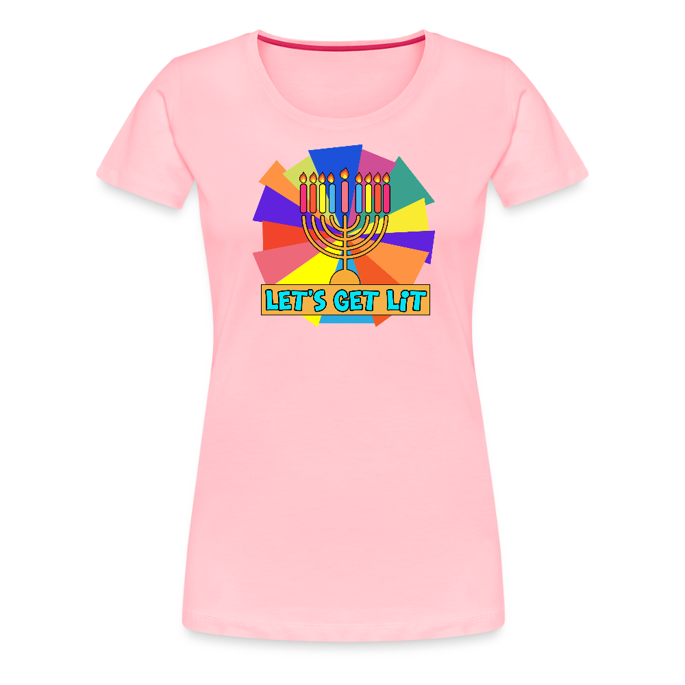 Glow & Get Lit Chanukah Menorah Women’s Premium T-Shirt - pink
