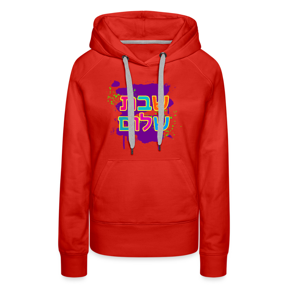 Shabbat Shalom Neon Pop Women’s Premium Hoodie - red