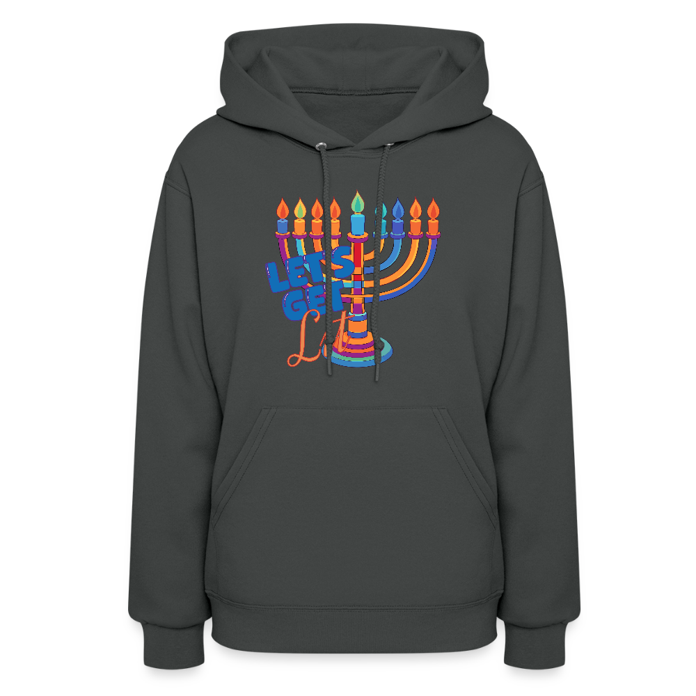 Let's Get Lit Menorah Women's Hoodie - asphalt