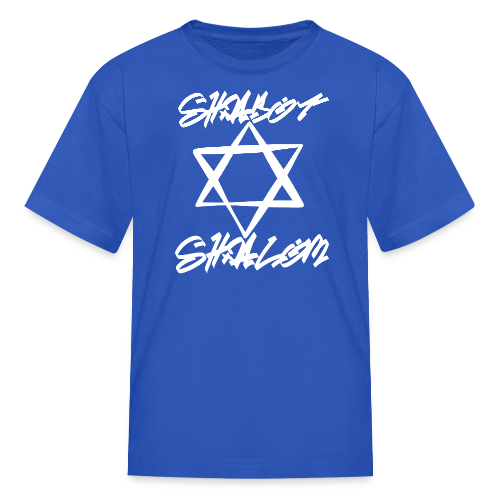 Shabbat Shalom Graffiti Light Star Kids' T-Shirt - royal blue