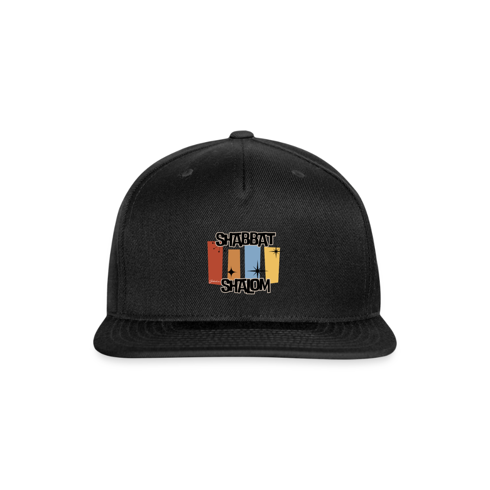 Retro Shabbat Snapback Baseball Cap - black