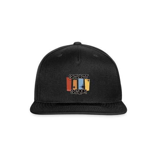 Retro Shabbat Snapback Baseball Cap - black