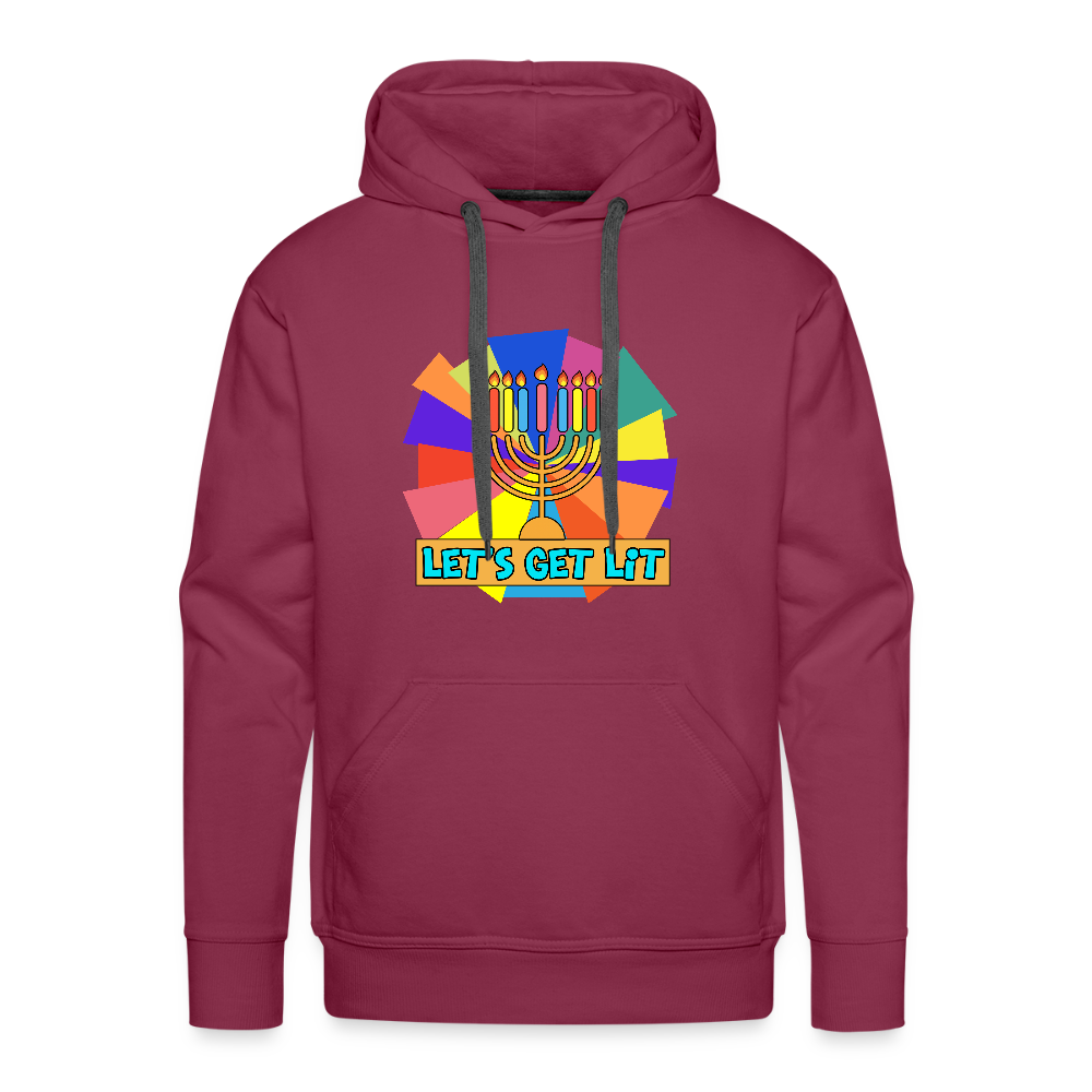 Glow & Get Lit Chanukah Menorah Men’s Premium Hoodie - burgundy