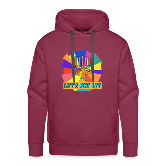Glow & Get Lit Chanukah Menorah Men’s Premium Hoodie - burgundy