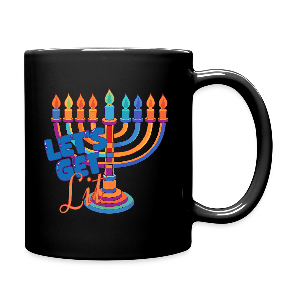 Let’s Get Lit Menorah Full Color Mug - black