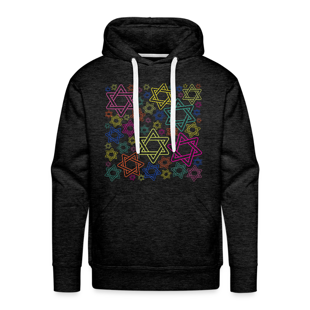Neon Star of David FestivalMen’s Premium Hoodie - charcoal grey