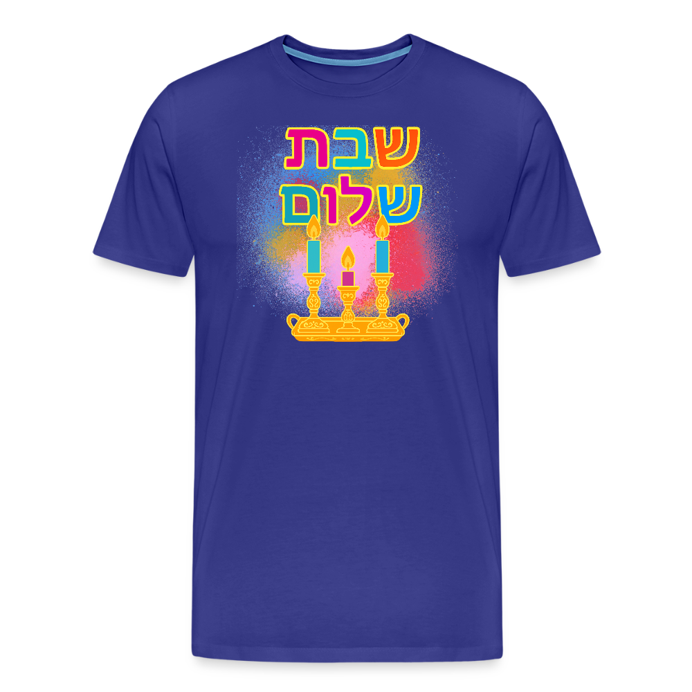 Shabbat Shalom Neon Hebrew Art Men's Premium T-Shirt - royal blue