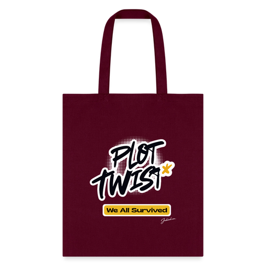 Plot Twist Tote Bag - burgundy