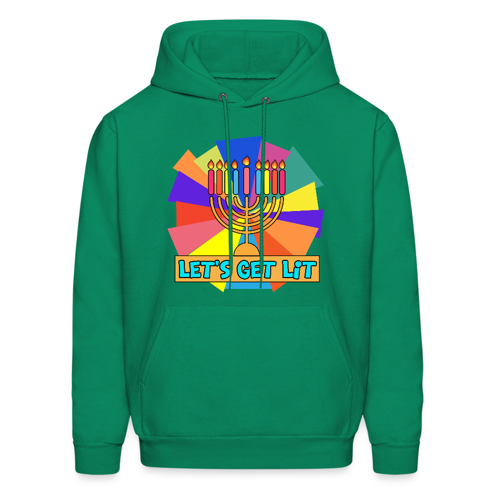 Glow & Get Lit Chanukah Menorah Men's Hoodie - kelly green