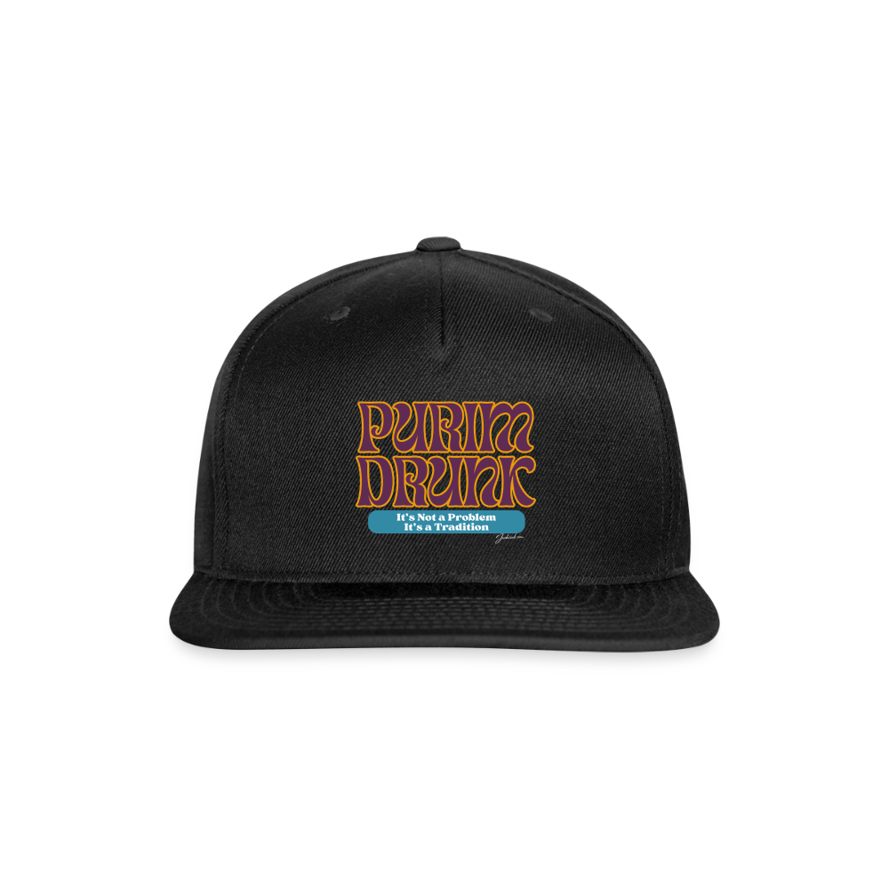 Purim Drunk Snapback Baseball Cap - black
