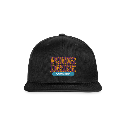 Purim Drunk Snapback Baseball Cap - black