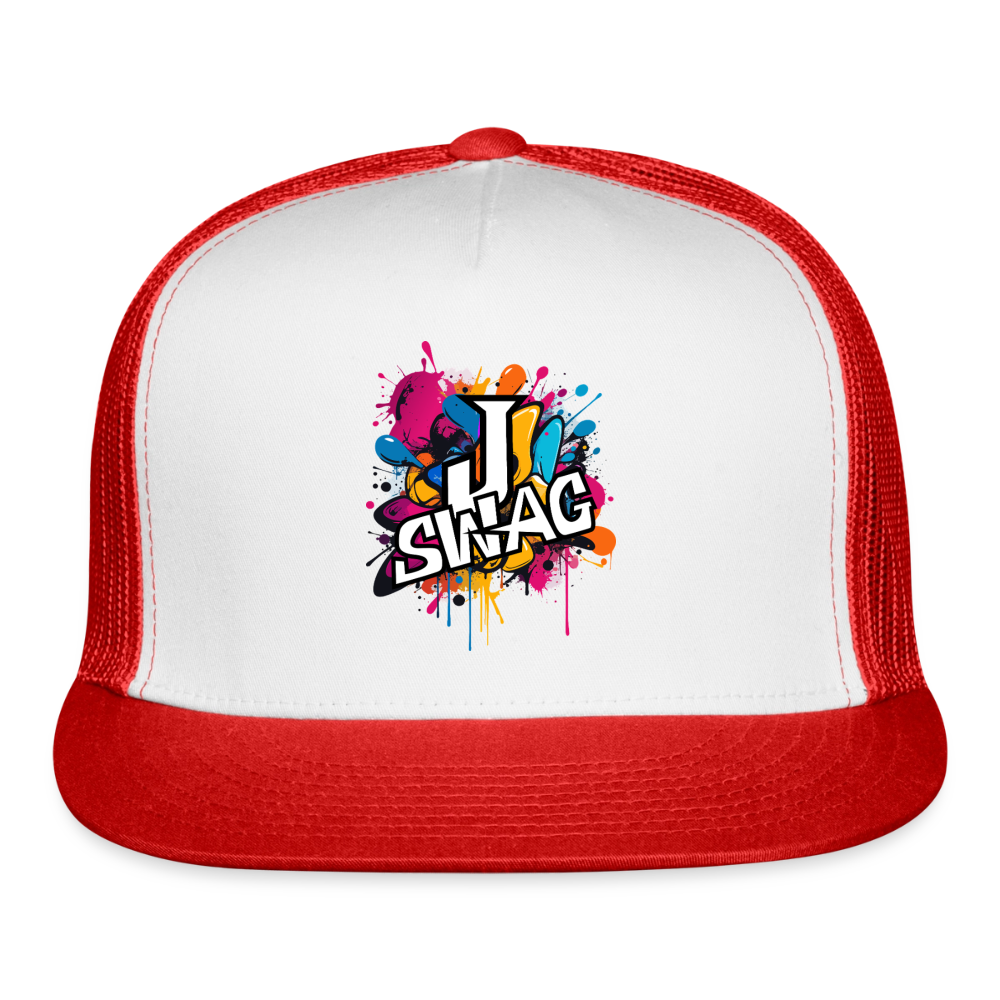 Jswag Logo  Trucker Hat - white/red