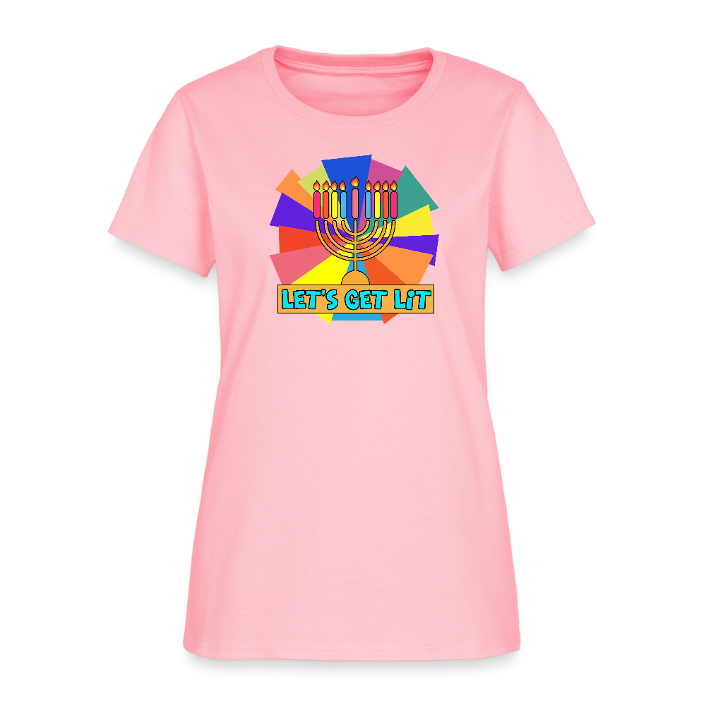 Glow & Get Lit Chanukah Menorah Women's T-Shirt - pink