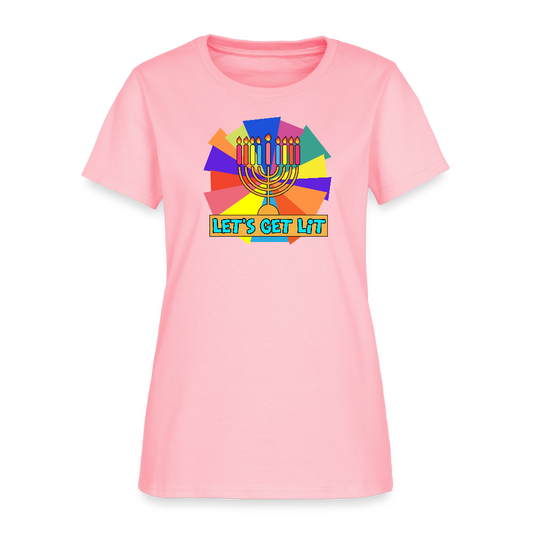Glow & Get Lit Chanukah Menorah Women's T-Shirt - pink