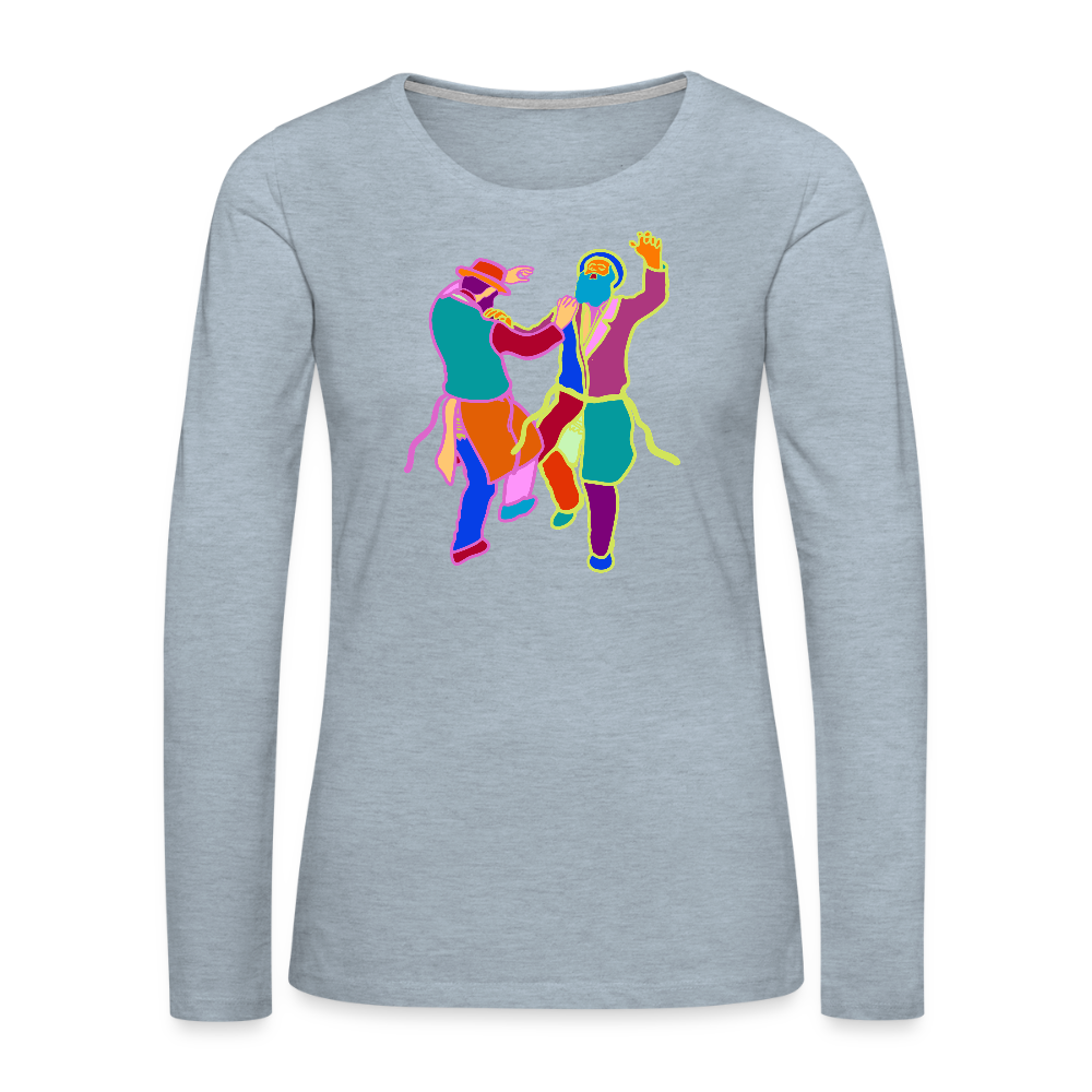 Colorful Dancing Rabbis Women's Premium Long Sleeve T-Shirt - heather ice blue