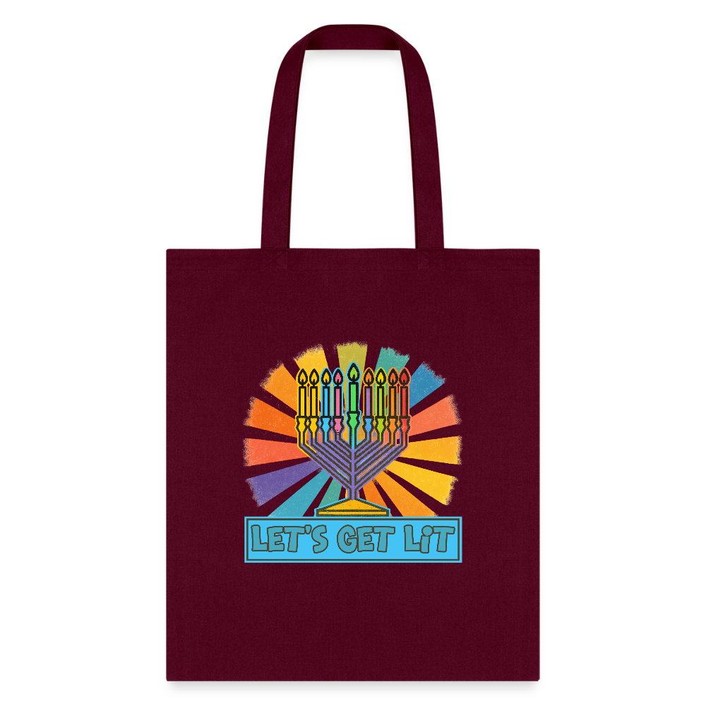 Radiant Retro Let's Get Lit Tote Bag - burgundy