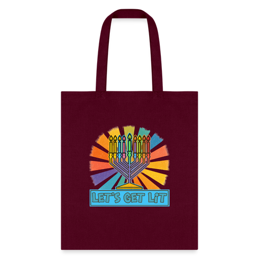 Radiant Retro Let's Get Lit Tote Bag - burgundy