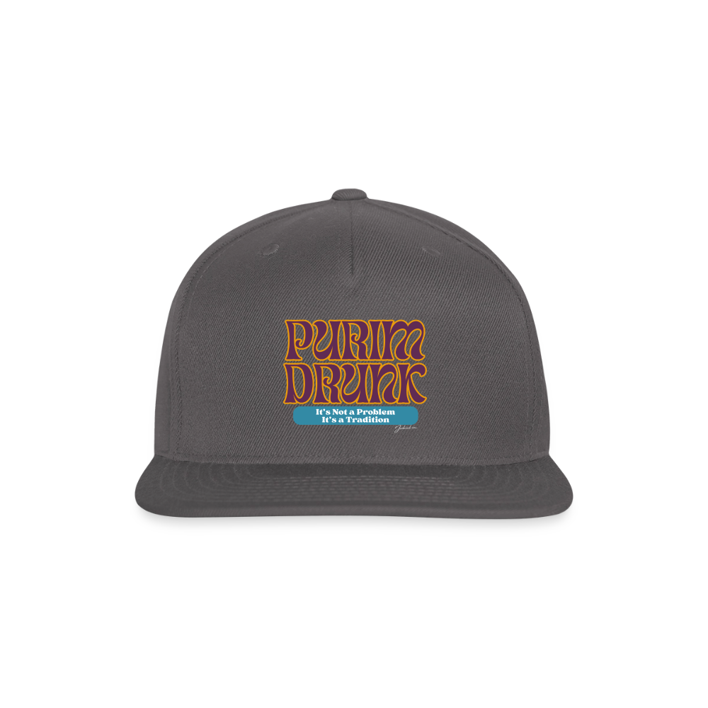 Purim Drunk Snapback Baseball Cap - dark grey