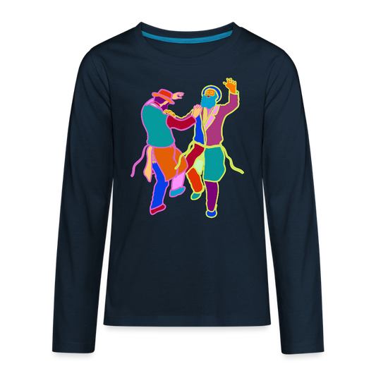 Colorful Dancing Rabbis Kids' Premium Long Sleeve T-Shirt - deep navy