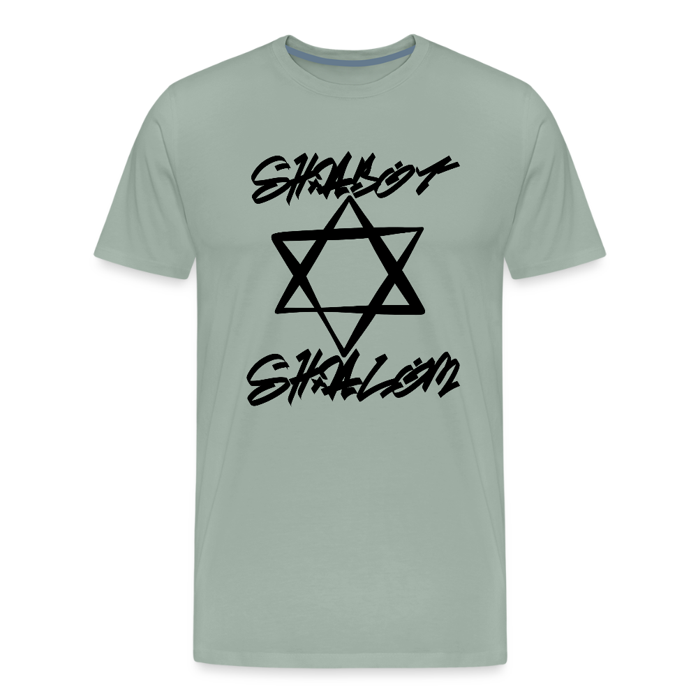 Shabbat Shalom Graffiti Star Men's Premium T-Shirt - steel green