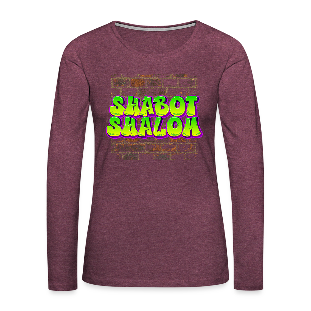 Shabot Shalom Brick 770 Graffiti Women's Premium Long Sleeve T-Shirt - heather burgundy