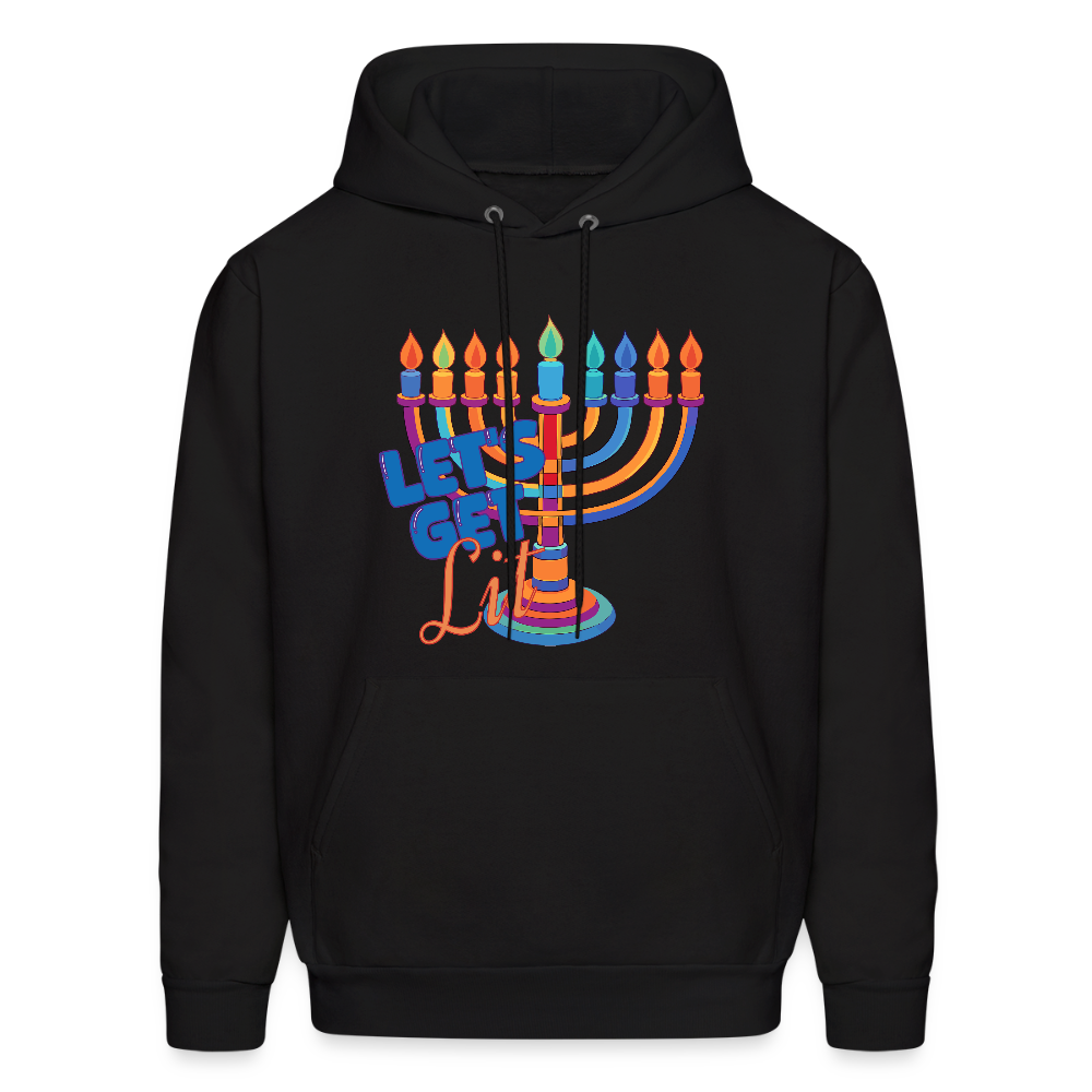 Let’s Get Lit Menorah Men's Hoodie - black