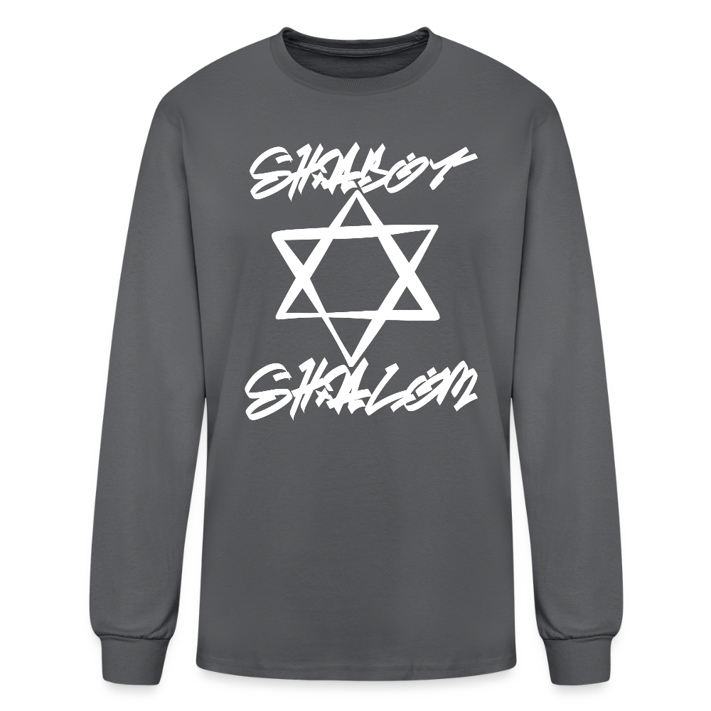 Shabbat Shalom Graffiti Light Star Men's Long Sleeve T-Shirt - charcoal