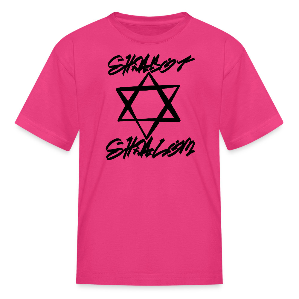 Shabbat Shalom Graffiti Star Kids' T-Shirt - fuchsia