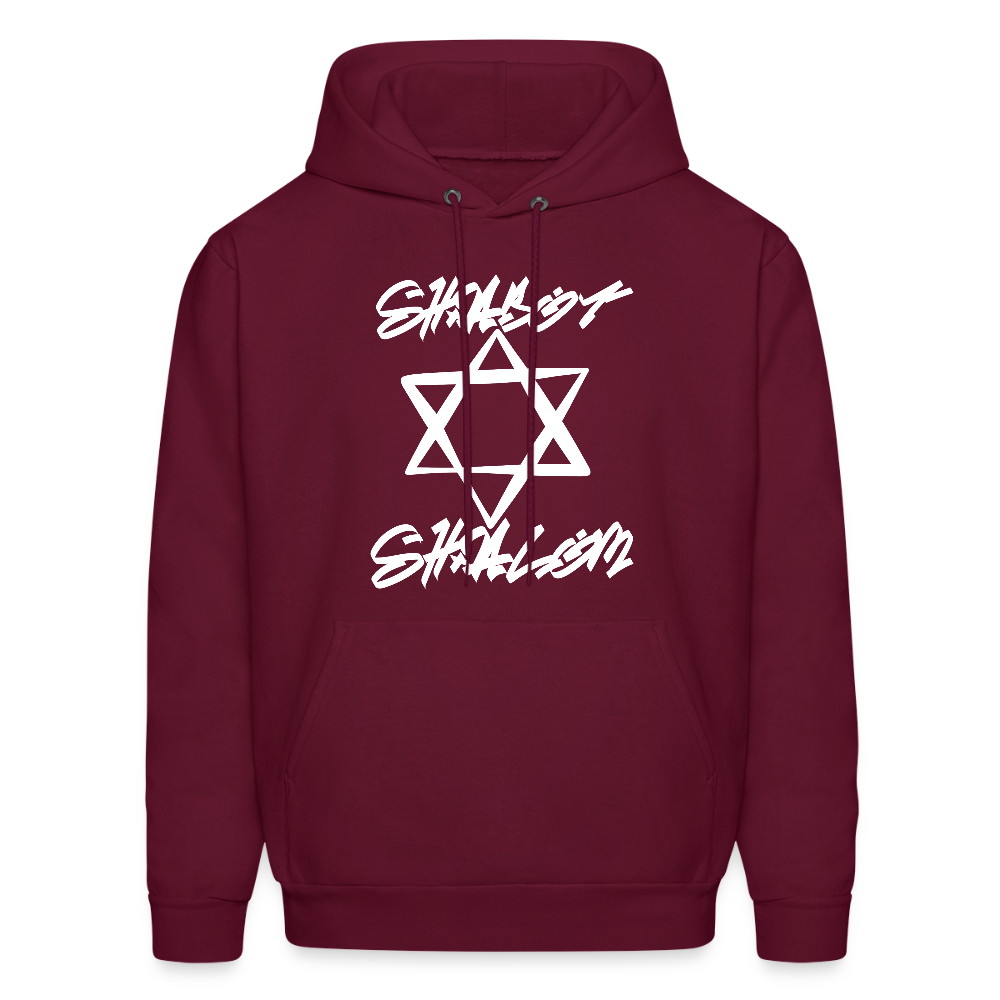 Shabbat Shalom Graffiti Light Star Men's Hoodie - burgundy