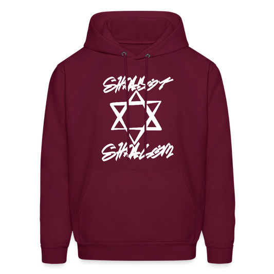 Shabbat Shalom Graffiti Light Star Men's Hoodie - burgundy