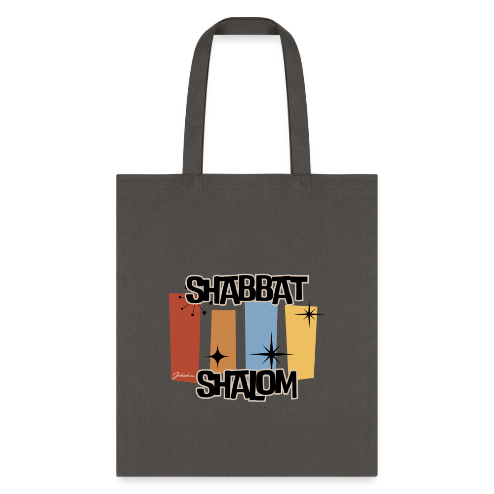 Retro Shabbat Tote Bag - charcoal