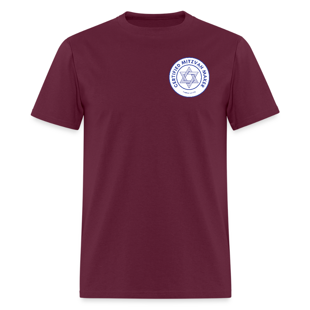 Certified Mitzvah Maker Badge Men's T-Shirt | GILDAN 5000 - burgundy