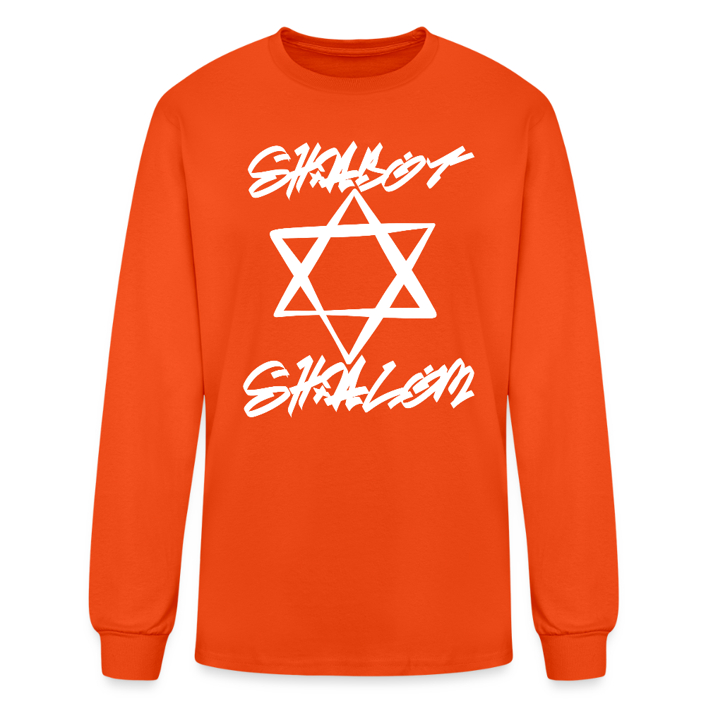 Shabbat Shalom Graffiti Light Star Men's Long Sleeve T-Shirt - orange