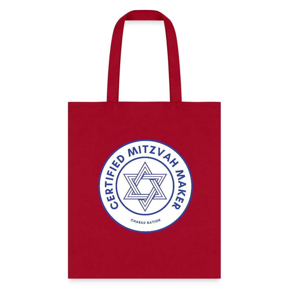 Certified Mitzvah Maker Tote Bag - red