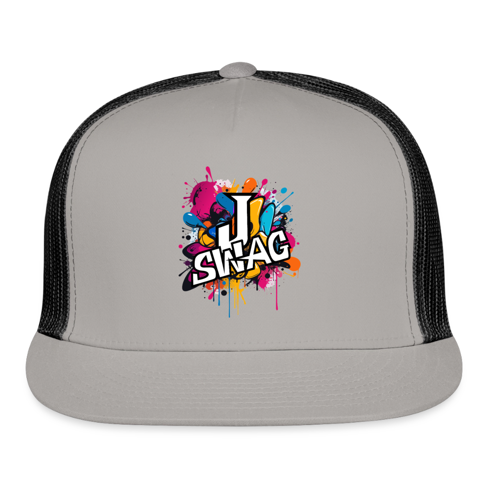 Jswag Logo  Trucker Hat - gray/black