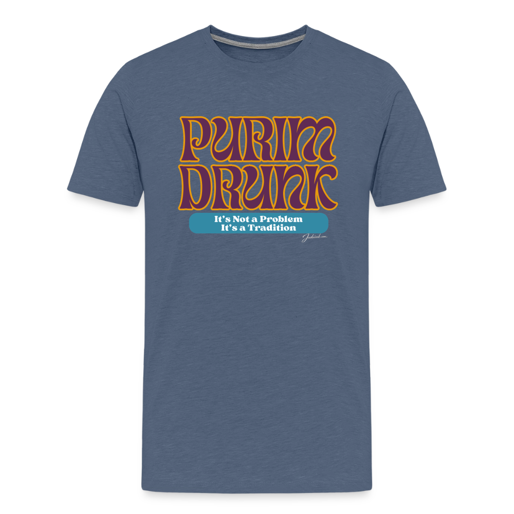 Purim Drunk Men's Premium T-Shirt - heather blue