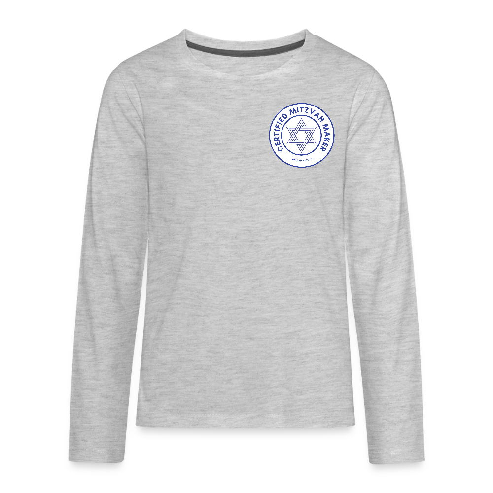 Certified Mitzvah Maker Badge Kids' Premium Long Sleeve T-Shirt - heather gray