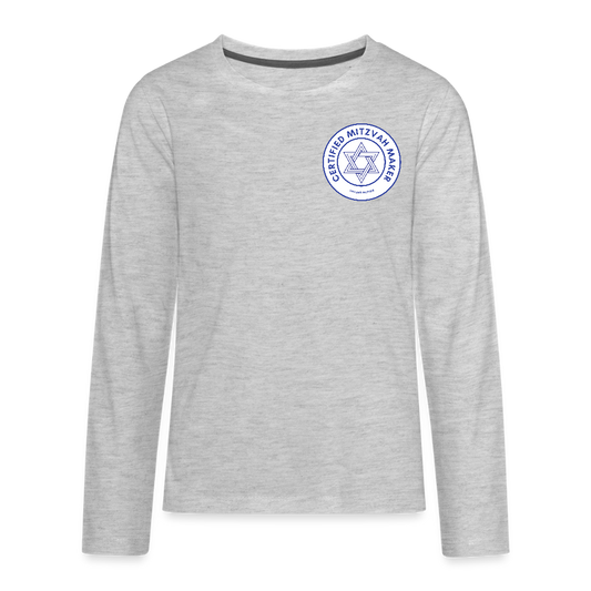 Certified Mitzvah Maker Badge Kids' Premium Long Sleeve T-Shirt - heather gray