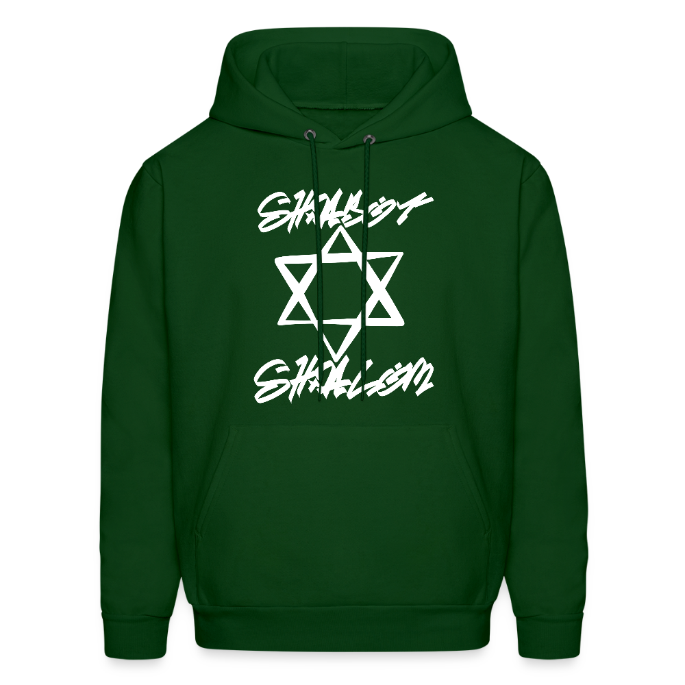Shabbat Shalom Graffiti Light Star Men's Hoodie - forest green