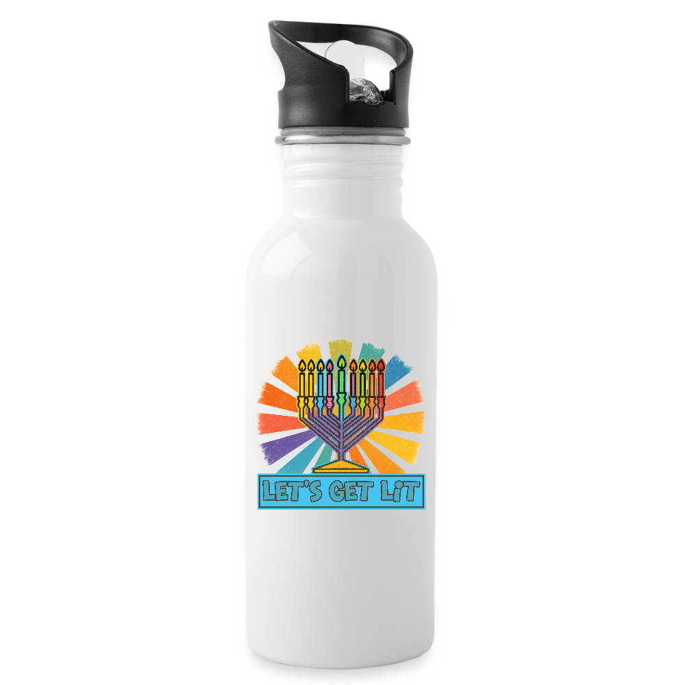 Radiant Retro “Let’s Get Lit” Menorah Water Bottle - white