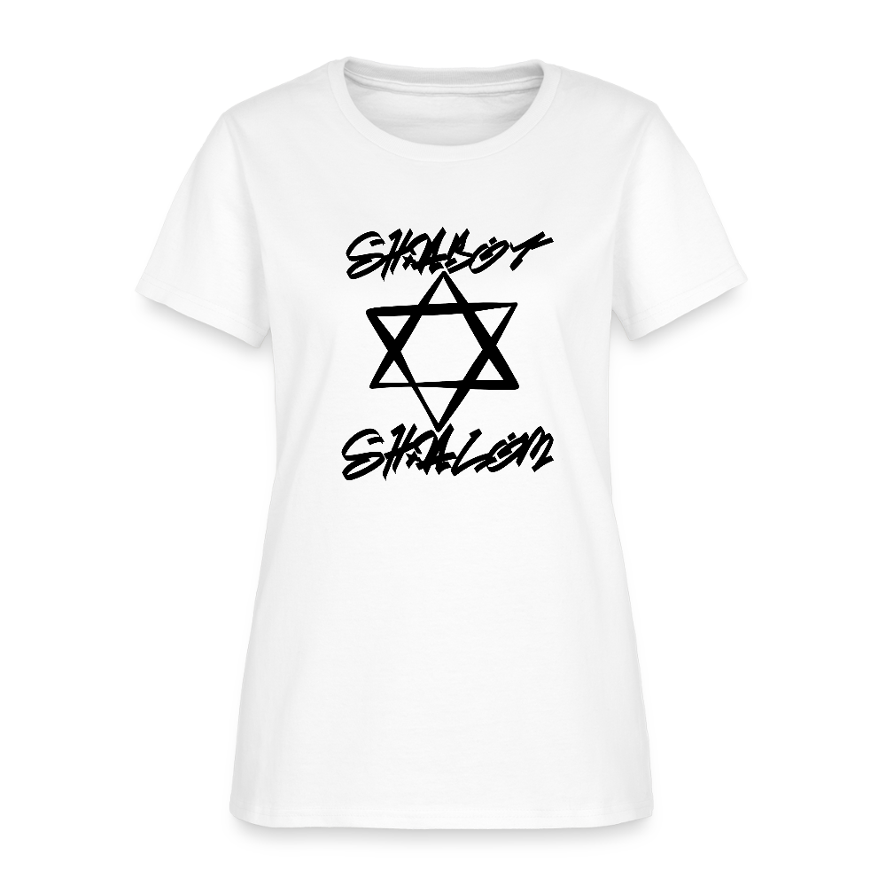 Shabbat Shalom Graffiti Star Women's T-Shirt - white
