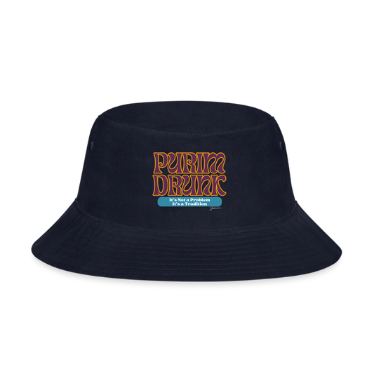 Purim Drunk Bucket Hat - navy
