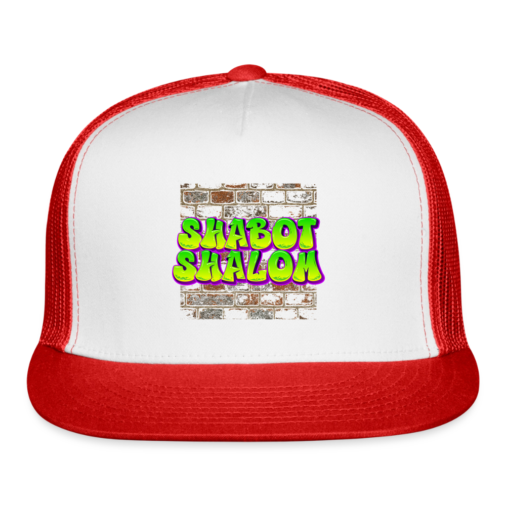 Shabot Shalom Brick 770 Graffiti Trucker Hat - white/red
