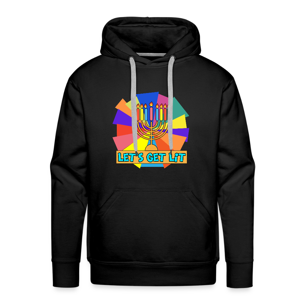 Glow & Get Lit Chanukah Menorah Men’s Premium Hoodie - black