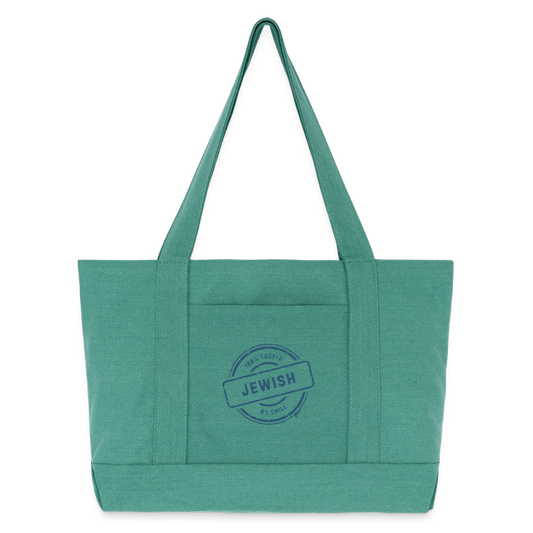 100% Jewish Cotton Pigment Dyed Tote Bag - mermaid green