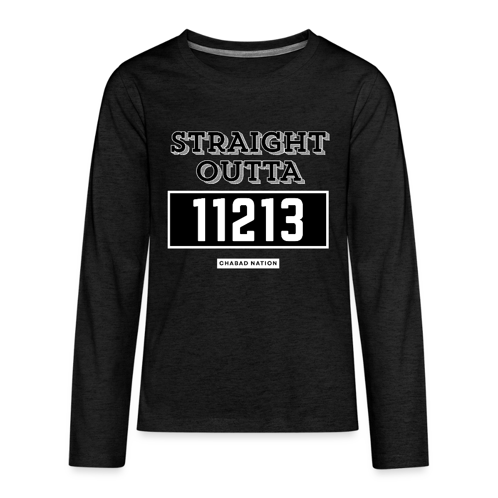 Straight Outta 11213 Kids' Premium Long Sleeve T-Shirt - charcoal grey
