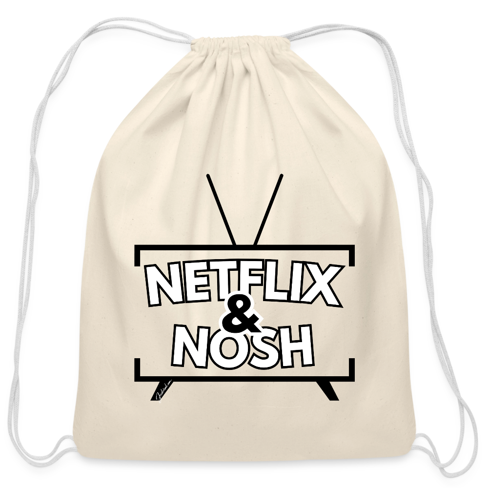 Netflix & Nosh Cotton Drawstring Bag - natural