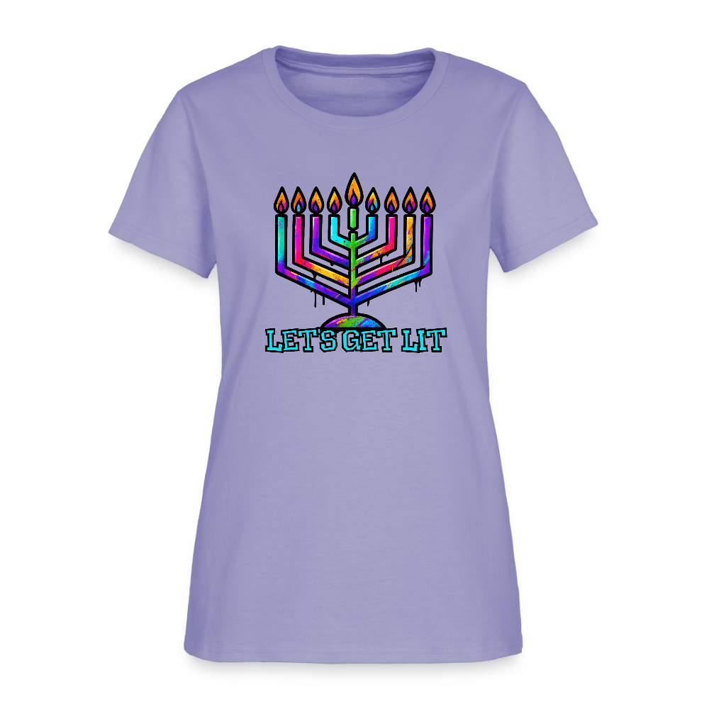 Let's Get Lit Chabad Menorah Women's T-Shirt - lavender