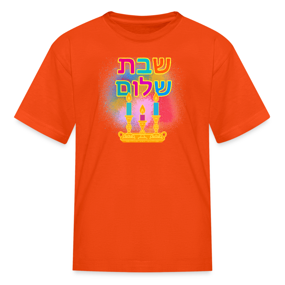 Shabbat Shalom Neon Hebrew Art Kids' T-Shirt - orange