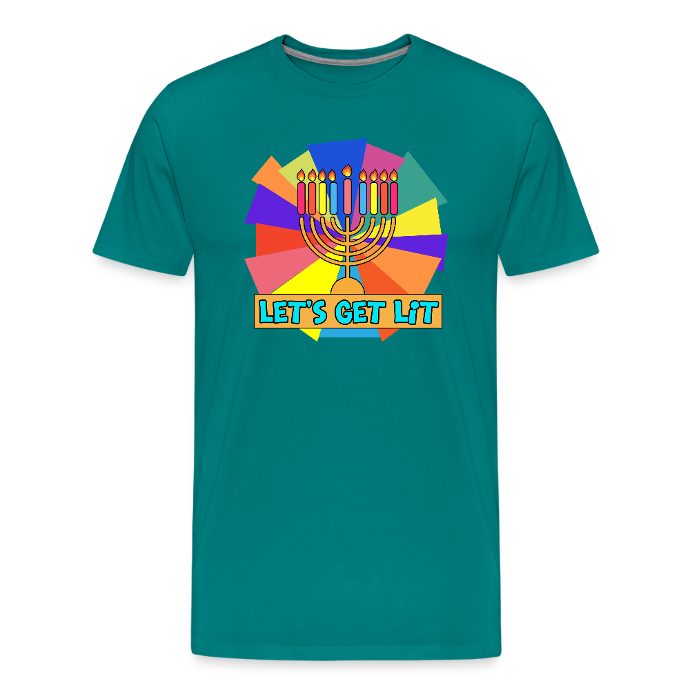 Glow & Get Lit Chanukah Menorah Men's Premium T-Shirt - teal